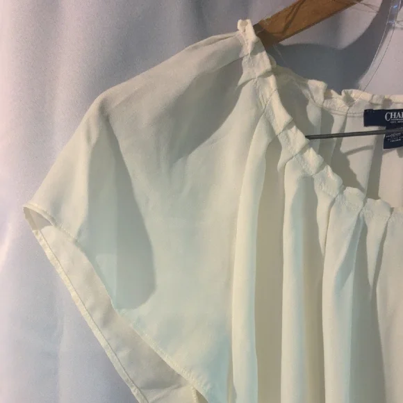 Chaps Cap-sleeve Ruffled Blouse - Picture 2 of 4